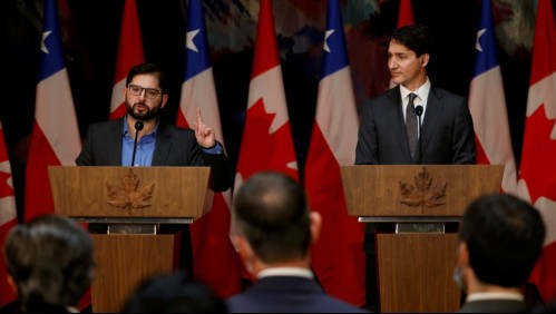 El saludo en francés e inglés del Presidente Boric al primer ministro de Canadá