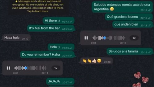 Joven argentina conoció a un francés en un bar, lo agregó a WhatsApp y terminó chateando con un chileno de Concepción