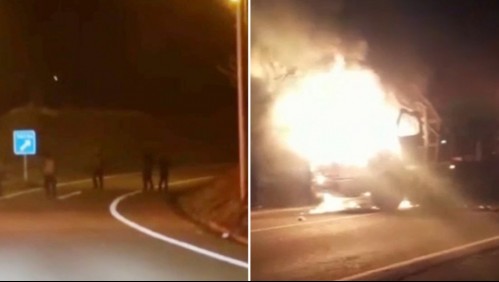Video muestra a sujetos disparando en plena Ruta 5 Sur en La Araucanía: Incendiaron 3 camiones y una camioneta