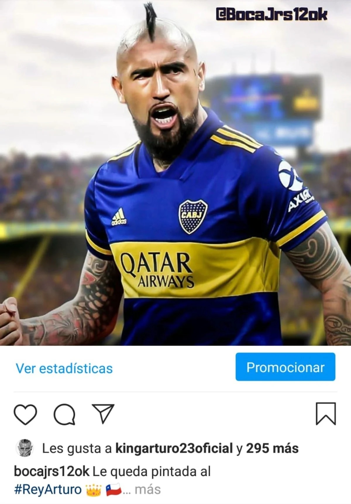 Vidal le da like a publicación que lo pone con la camiseta de Boca Juniors