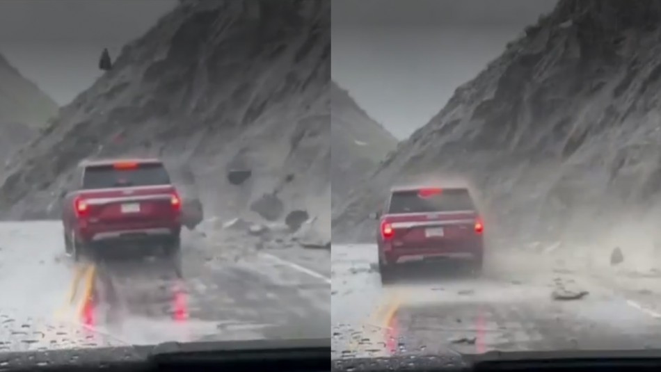 Históricas inundaciones en Yellowstone: Video capta impactante caída de rocas sobre un automóvil