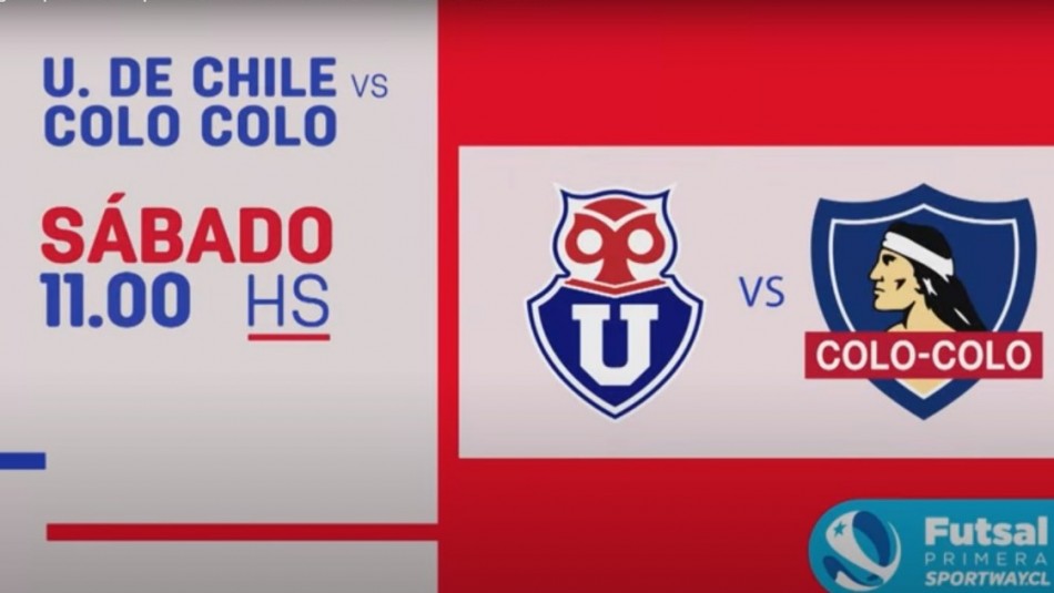 Colo Colo vs U. de Chile: Sigue el superclásico de Futsal en vivo desde todas las plataformas de Mega Colo Colo vs U. de Chile: Sigue el superclásico de Futsal en vivo desde todas las plataformas de Mega