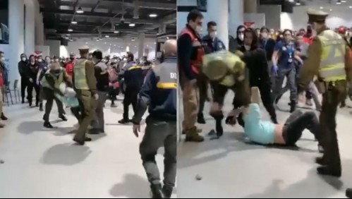 Video registra violenta pelea en aeropuerto de Iquique con agresión a carabineros: hubo 7 detenidos