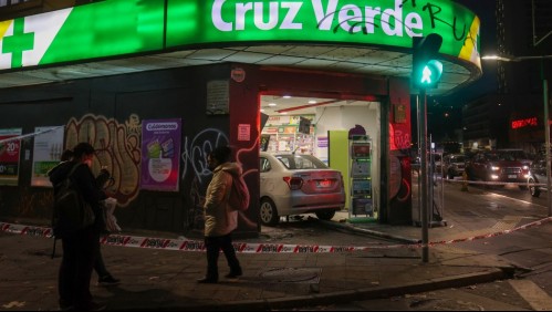 Accidente de tránsito en Vicuña Mackenna terminó con un vehículo incrustado en una farmacia