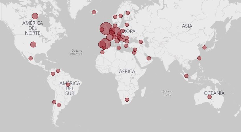 Mapa con países más afectados con el brote hasta el 24 de junio. Créditos:CDC