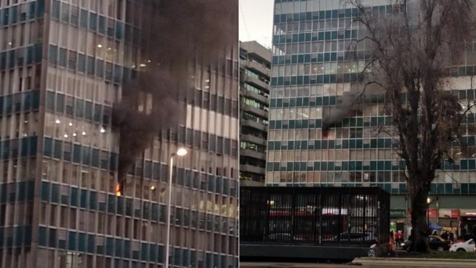 Incendio afecta a edificio en pleno centro de Santiago