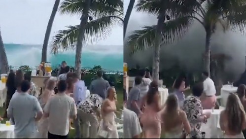 'Afortunadamente el pastel se salvó': Boda soñada en la playa es arruinada por ola gigante