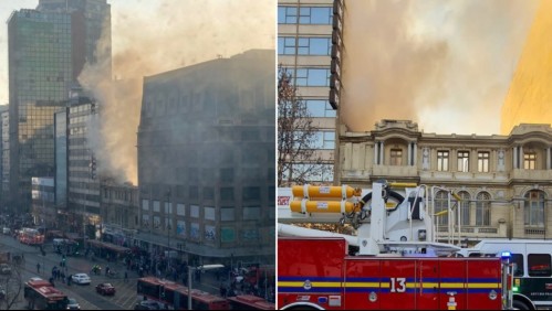 Incendio afectó a edificio frente a la iglesia San Francisco en Santiago Centro