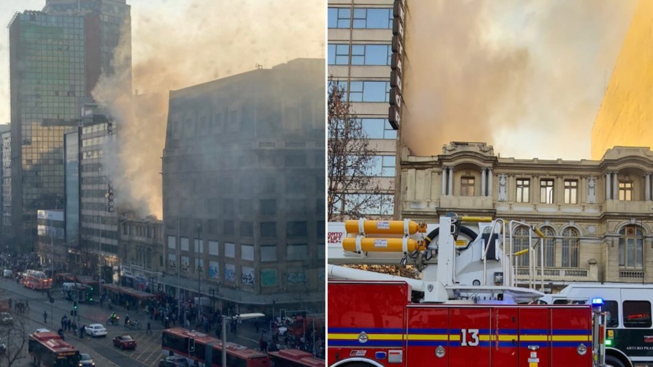 Incendio afectó a edificio frente a la iglesia San Francisco en Santiago Centro Incendio afectó a edificio frente a la iglesia San Francisco en Santiago Centro