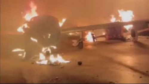 Ataque incendiario: Destruyen avionetas en el Club Aéreo de Curacautín en La Araucanía
