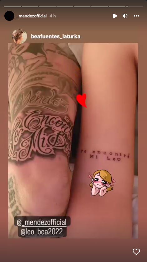Los tatuajes de Leo Méndez y su novia