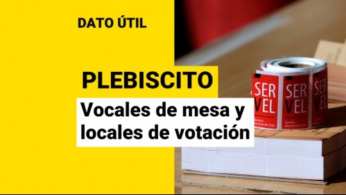 ¿Cuándo se conocen los vocales de mesa y los locales de votación para el Plebiscito?
