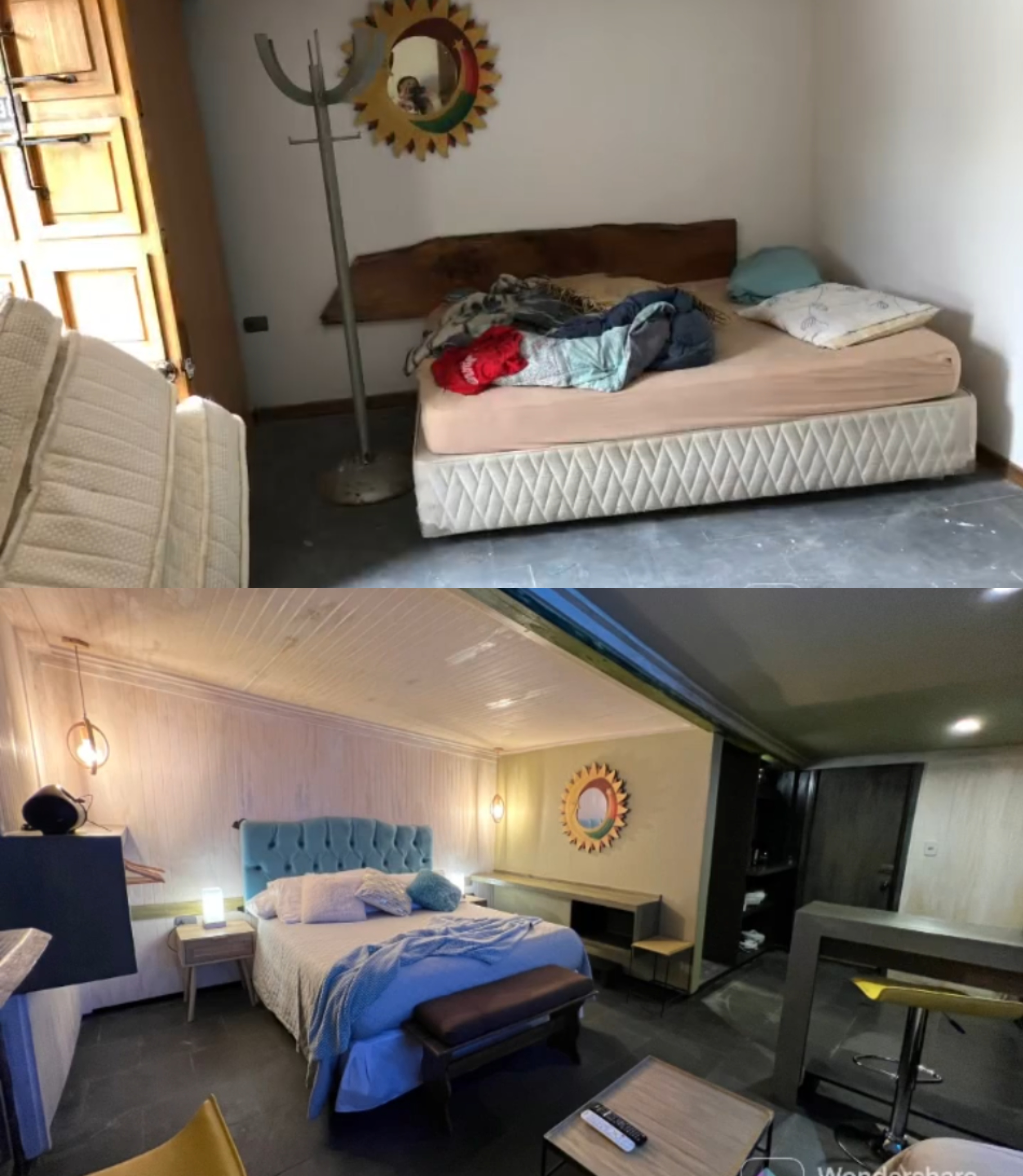 Antes y después de una casa remodelada por Roxana Muñoz.