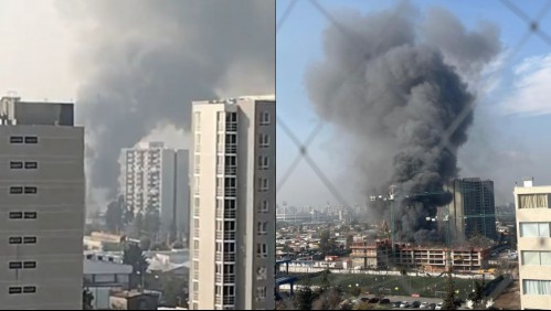 Incendio en bodega de Ñuñoa genera gran columna de humo