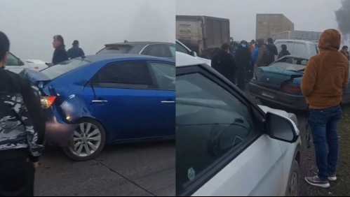 Al menos 7 vehículos involucrados en accidente múltiple en Melipilla: otros autos resultaron con daños menores