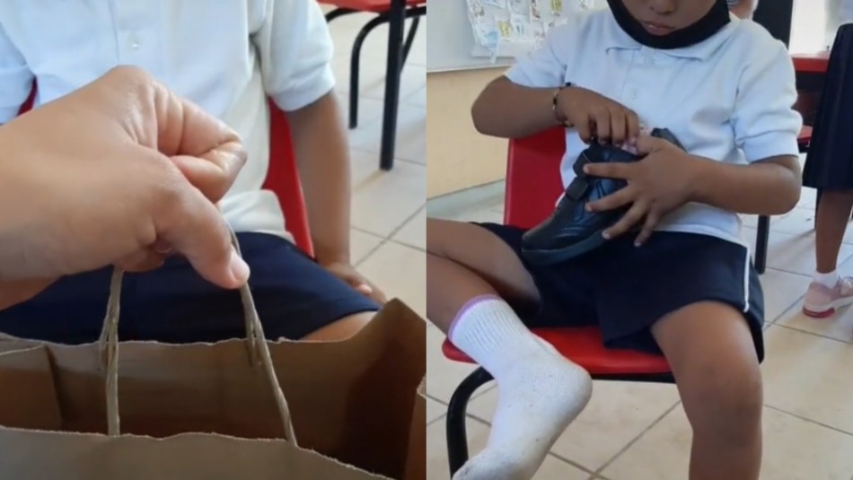 Una profesora le regaló unos zapatos a su alumno porque los de él estaban rotos.