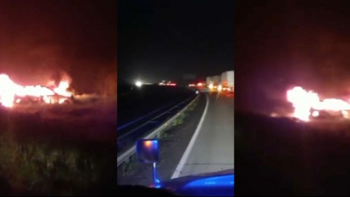 Camiones de carga son asaltados por grupo de 15 delincuentes: Balearon a dos personas e incendiaron un vehículo