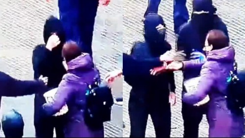 Video muestra a encapuchados agrediendo a mujer en medio de manifestaciones en la Alameda
