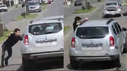 [VIDEO] Violento actuar de conductor en La Unión: Chocó dos veces a vehículo con pasajeros y se fugó