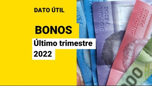 Estos son los bonos que se pagan en el último trimestre del 2022