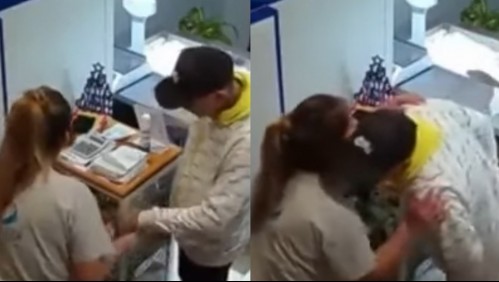 Delincuente entró a una pescadería, le robó el dinero de la caja a una empleada y se despidió de ella con un beso