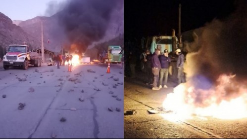 Trabajadores bloquean con barricadas y lienzos acceso a División Andina de Codelco