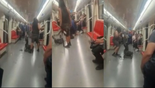 Video capta momento en que dos ambulantes se enfrentan al interior de un vagón del Metro