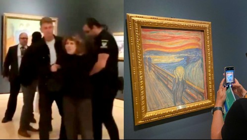 Activistas ambientales intentan pegar sus manos a pintura 'El Grito' de Munch: Fueron detenidos