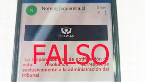 Fiscalía advierte falso correo que notifica querella utilizando el logo institucional: Podría ser estafa o hackeo