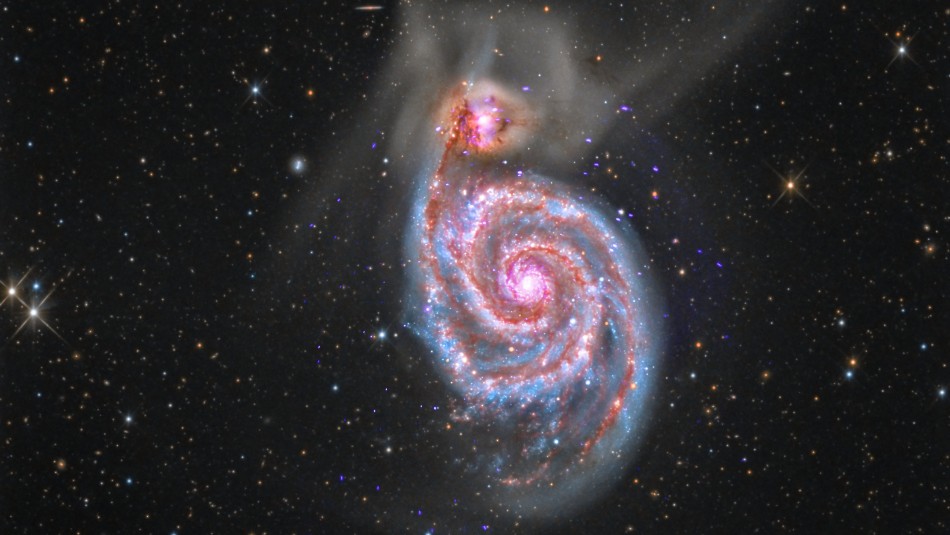 Imagen de referencia galaxia en espiral M51. Créditos: X-ray: NASA/CXC/SAO; Optical: Detlef Hartmann; Infrared: NASA/JPL-Caltech