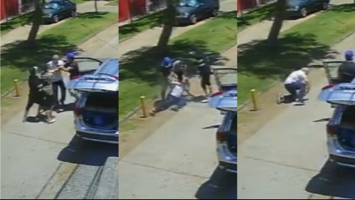 Video muestra cobarde agresión de tres delincuentes a un adulto mayor para robarle su auto en Maipú