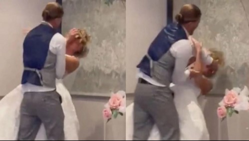 'Ríe para evitar las lágrimas': Controversial video de hombre lanzando pastel a la cara de su novia en la fiesta de boda