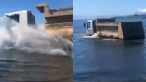 [VIDEO] Estaba grabando el paisaje y terminó captando momento en que camión cayó al lago Llanquihue
