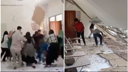 Terremoto en Indonesia: Video muestra a estudiantes huyendo antes de ser aplastados por techo de sala de clases