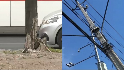 Poste genera peligro y temor en Maipú: Estructura se afirma solo por los cables