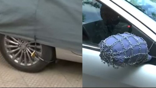 'Es por seguridad': Vecinos amarran autos con cadenas a los árboles para evitar robos en Santiago