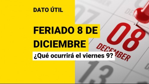 Feriado del jueves 8 de diciembre: ¿Qué es lo que ocurrirá el viernes 9?