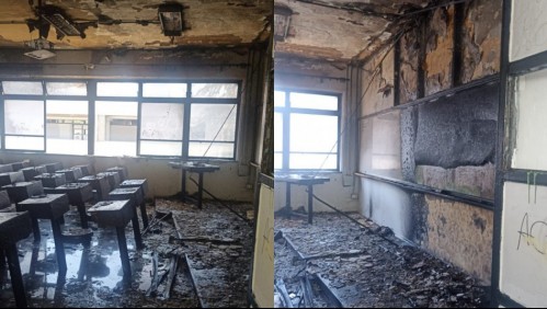 Incendian sala del Instituto Nacional: Menor de edad fue detenido por agresión
