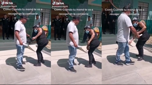 'Por borracho': Hombre es detenido por la policía y su madre lo recibió a correazos al salir de la comisaría
