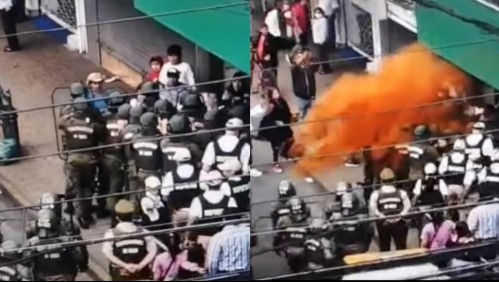 Arrojan merkén a los ojos a Carabineros durante desalojo de comercio ambulante en Temuco