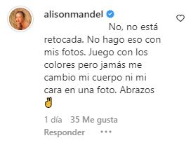 Comentario de Alison Mandel