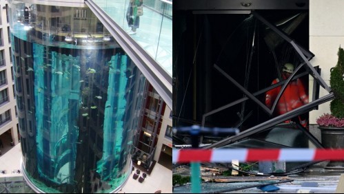 Explota acuario cilíndrico más grande del mundo en hotel de Berlín: 1500 peces exóticos estaban en su interior