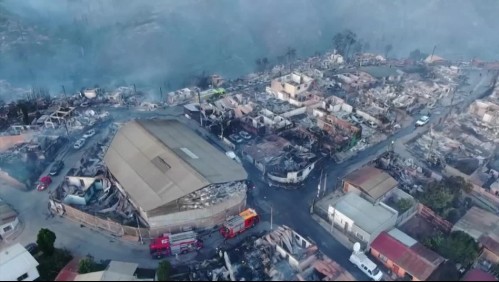 Dron muestra la destrucción en Viña tras violento incendio que arrasó con centenares de casas