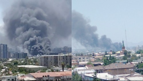Gigantesco incendio en bodegas de San Joaquín: Columna de humo se puede ver desde distintos puntos de Santiago
