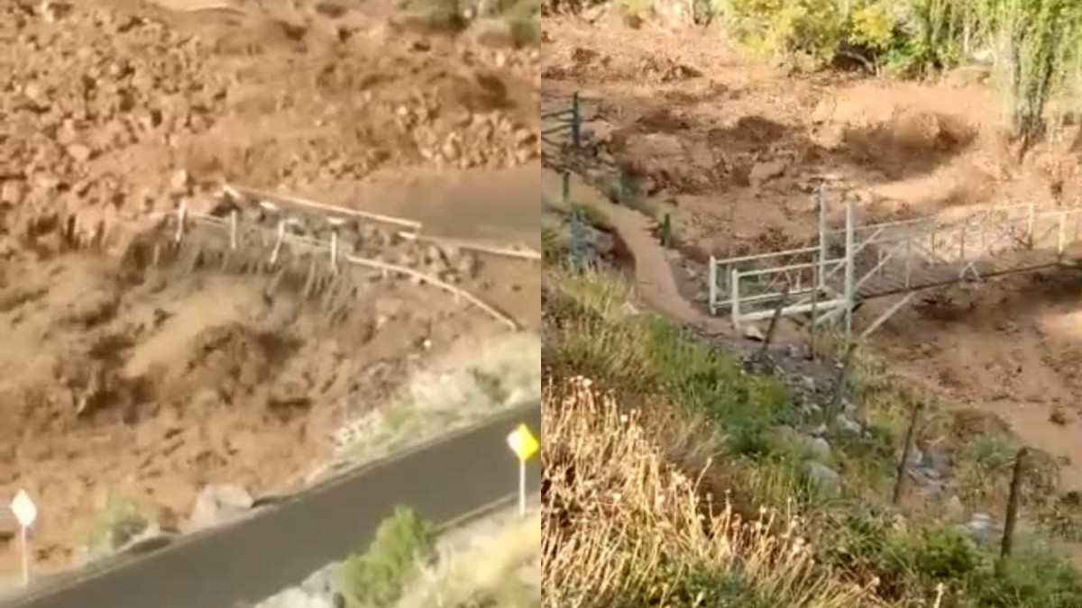 Videos muestran aluvión en Cajón del Maipo Puente de Baños Morales fue