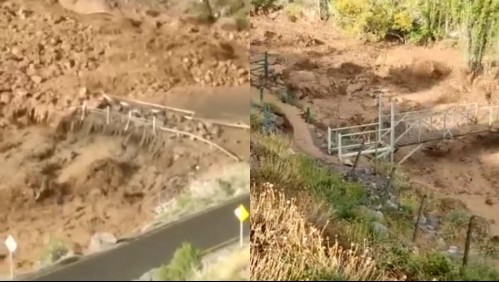 Videos muestran aluvión en Cajón del Maipo: Puente de Baños Morales fue afectado y hay personas aisladas