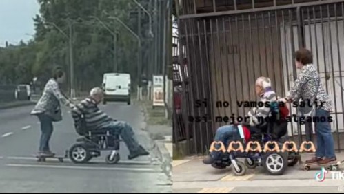 'Vamos a todos lados juntos': La historia de los adultos mayores captados andando en silla de ruedas y en skate