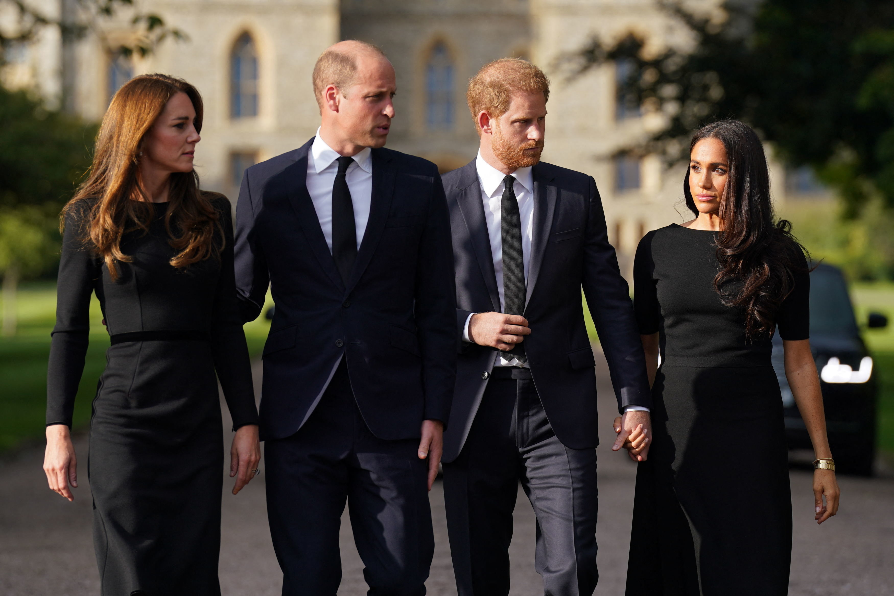 Familia real durante el funeral de la reina Isabel II