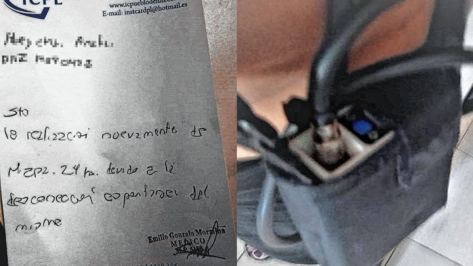 A la izquierda, el certificado que probaba que había ido al médico. En la izquierda, el monitor.