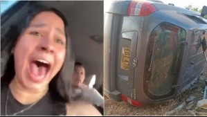 '¡El carro de mi papá!': Grababan video para redes sociales y terminaron volcadas